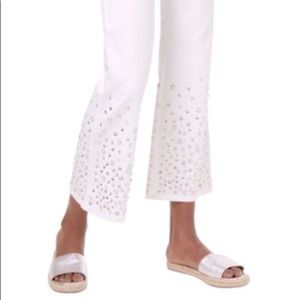 NWT Michael Kors  white jeans size 2 embellished rhinestones - bling!